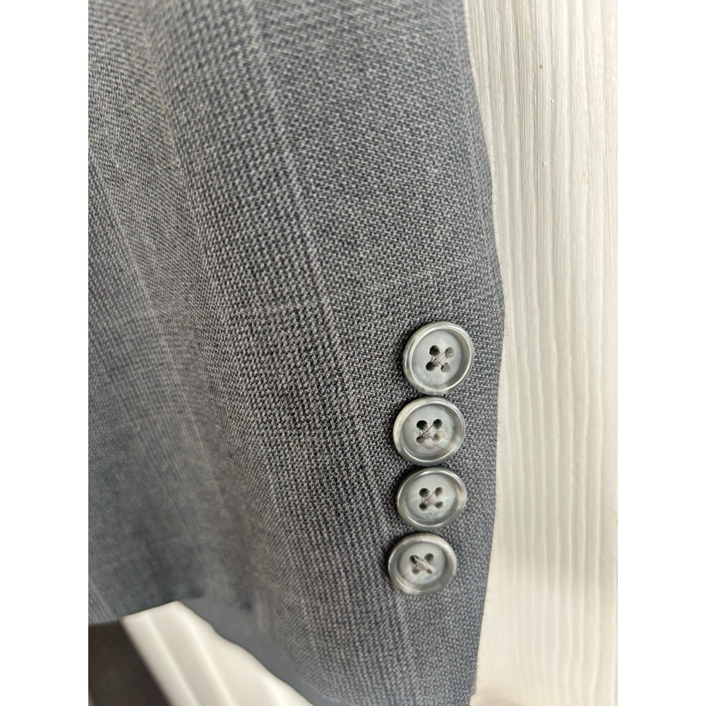 Stafford Men's 48L Gray Windowpane Sport Coat Blazer Jacket Wool Blend Classic - Picture 3 of 14